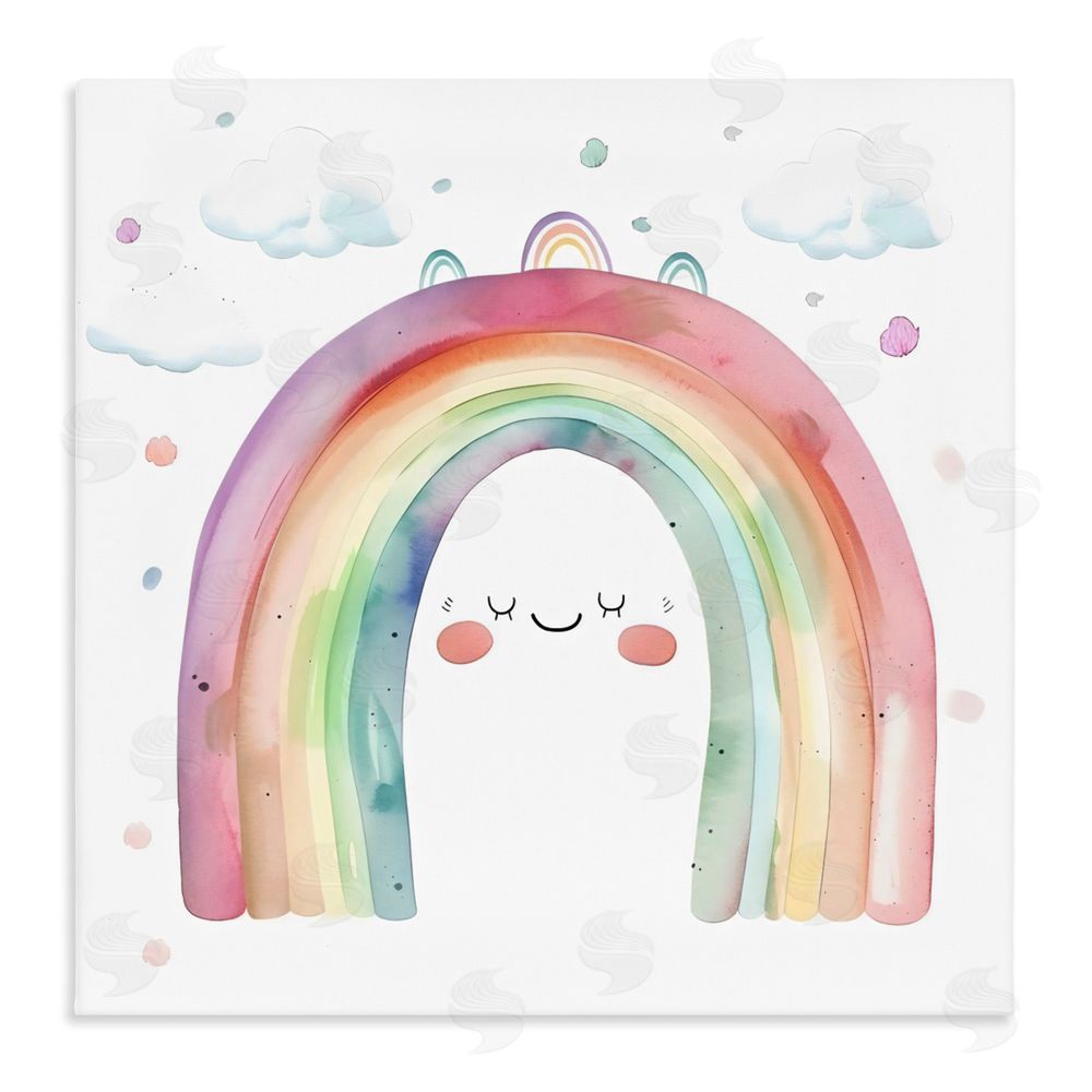 Creative Studio Cute Smiling Rainbow Stretched Canvas Wall Art Print