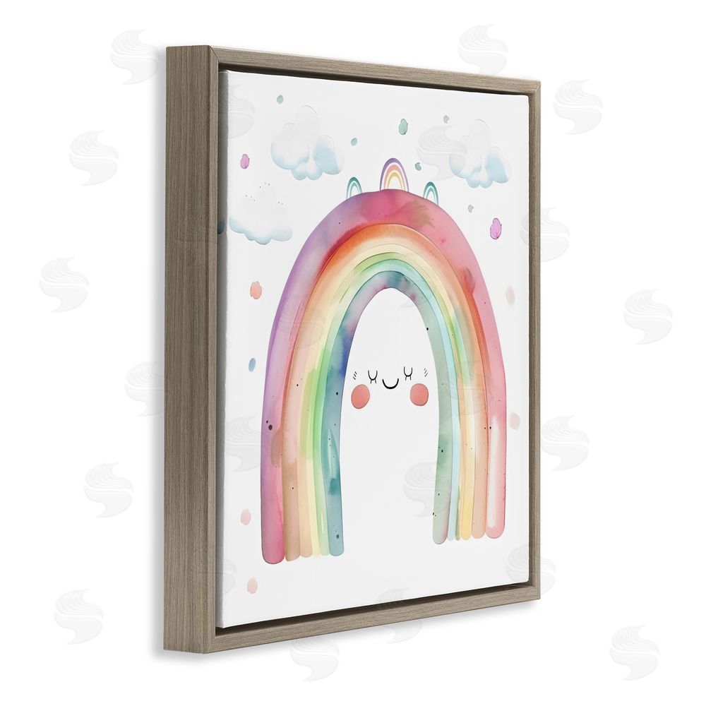 Creative Studio Cute Smiling Rainbow Brown Floating Frame Wall Art Print