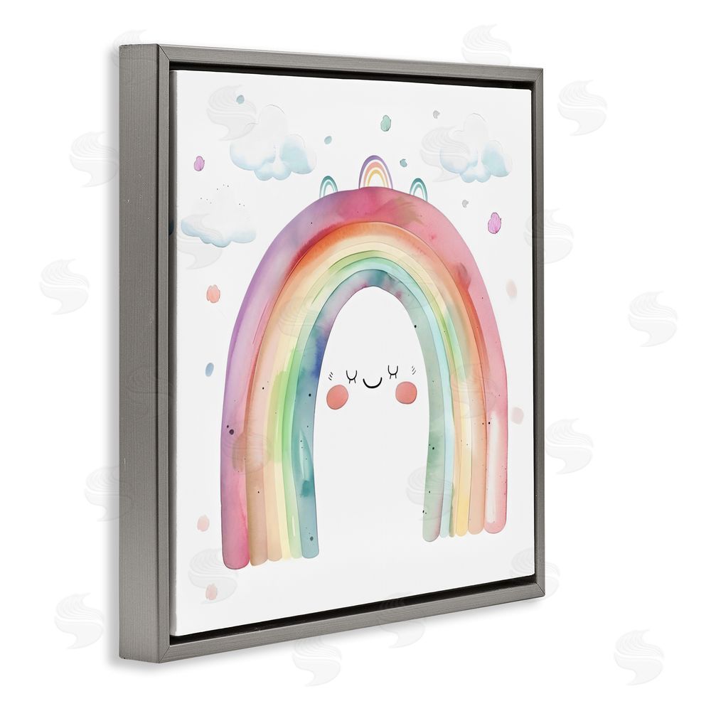 Creative Studio Cute Smiling Rainbow Gray Floating Frame Wall Art Print