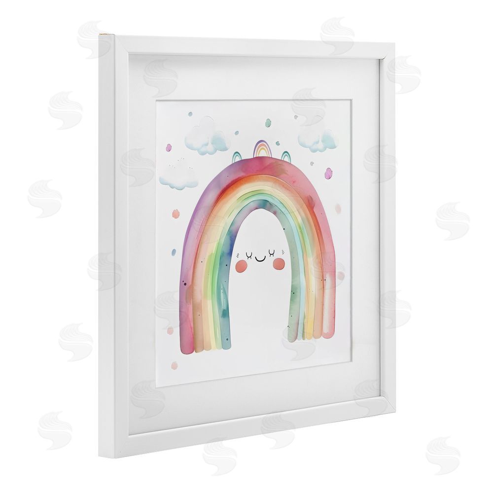 Creative Studio Cute Smiling Rainbow White Framed Print Under Glass Wall Art