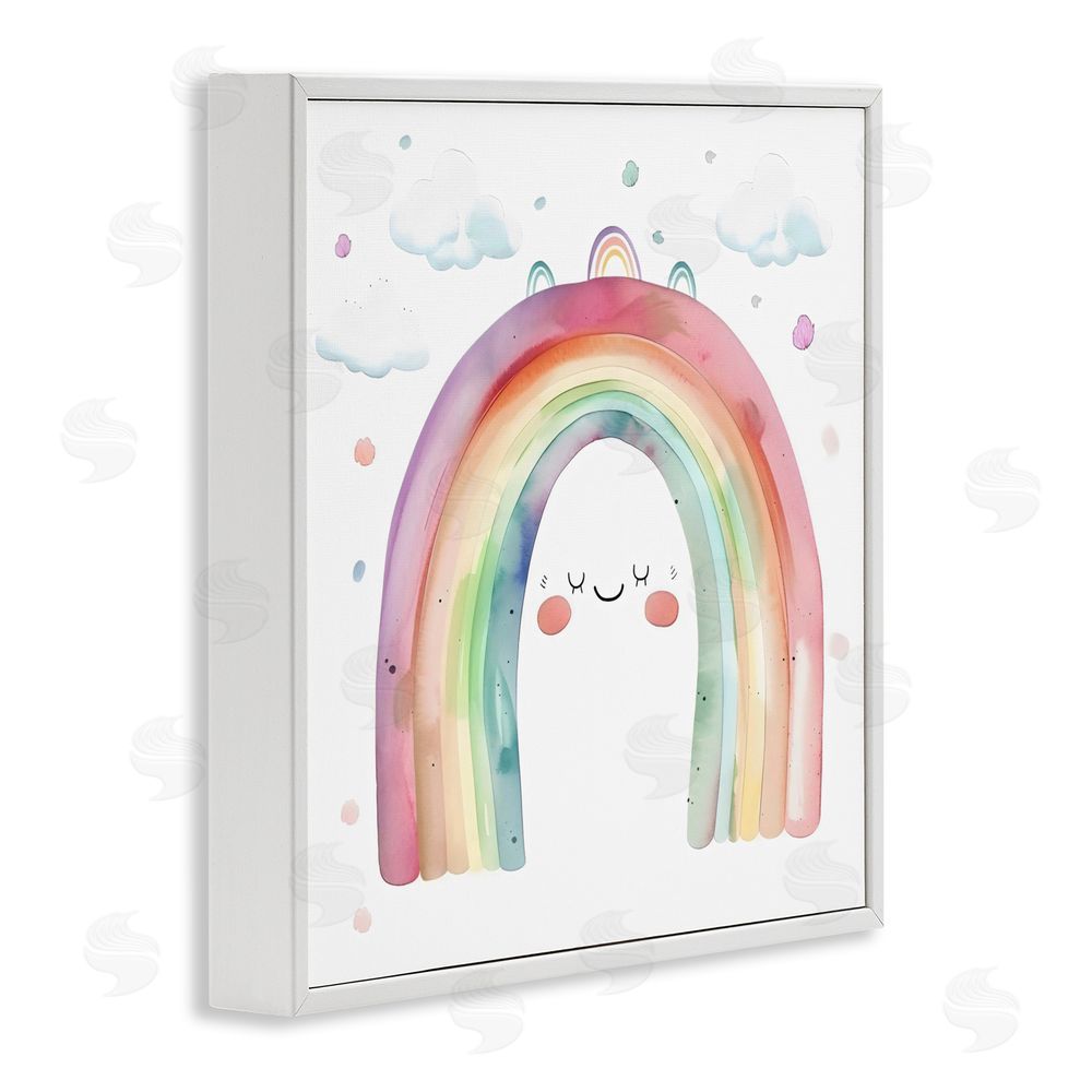 Creative Studio Cute Smiling Rainbow White Framed Giclee Wall Art Print