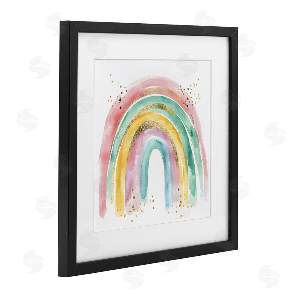 Creative Studio Pastel Rainbow with Gold Accents Black Framed Print Under Glass Wall Art