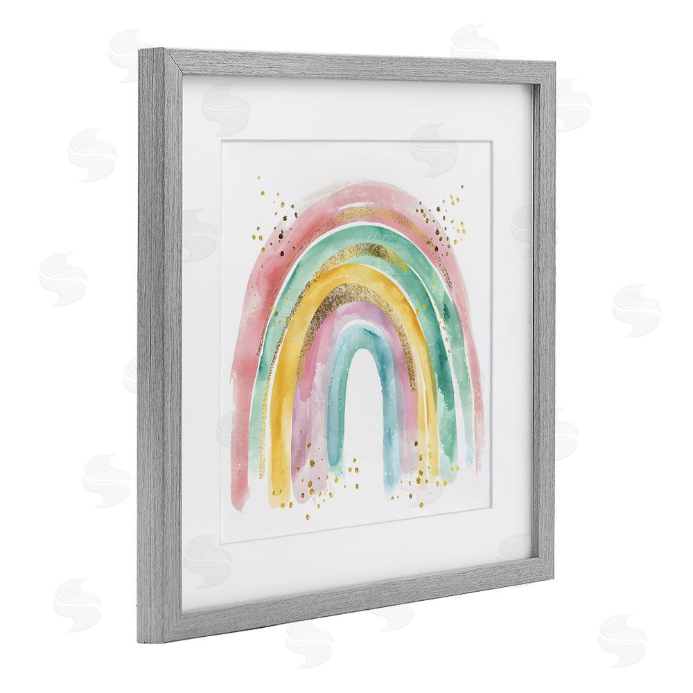 Creative Studio Pastel Rainbow with Gold Accents Gray Framed Print Under Glass Wall Art