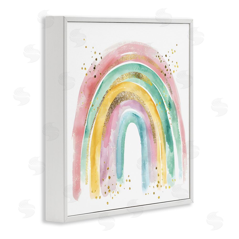 Creative Studio Pastel Rainbow with Gold Accents White Framed Giclee Wall Art Print