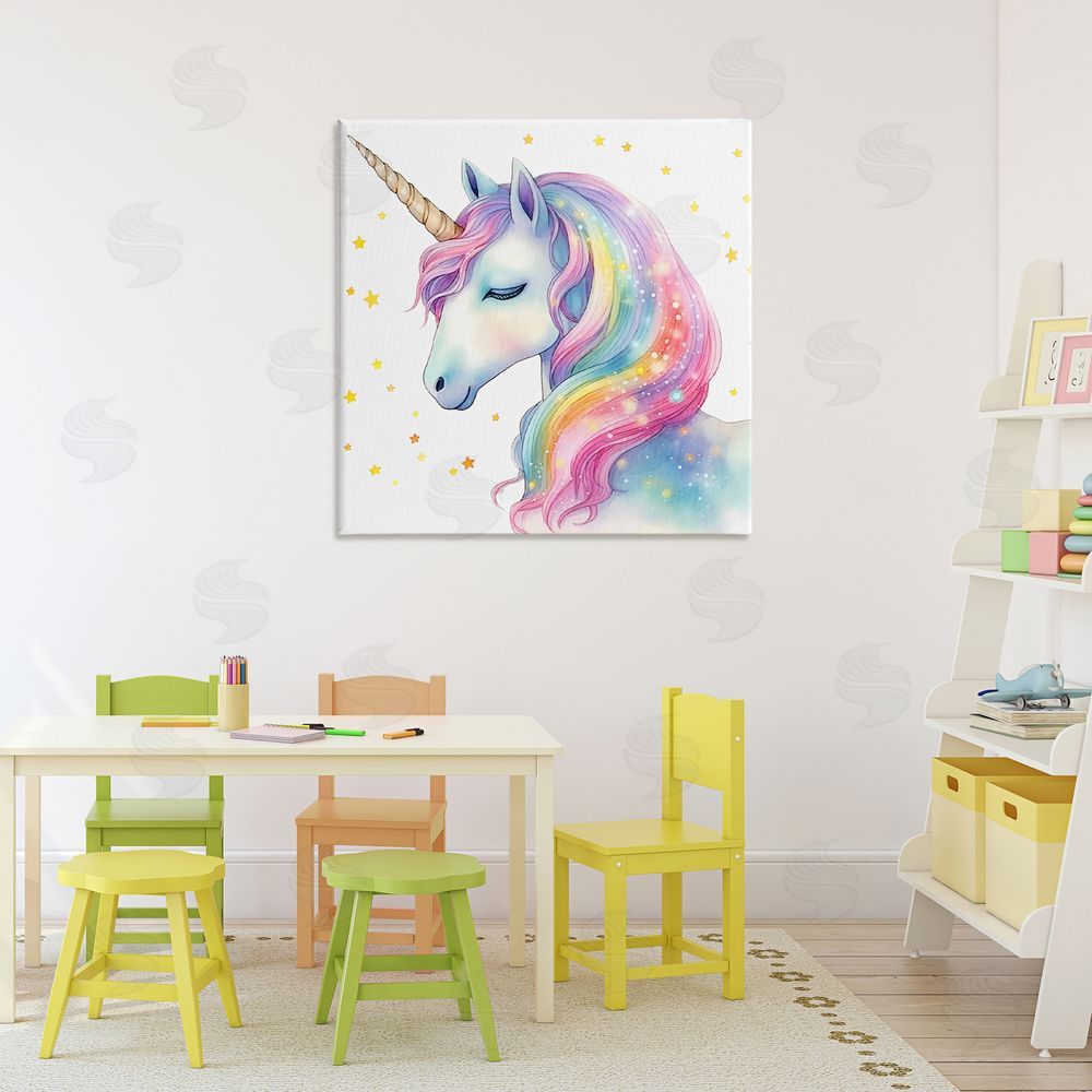 Creative Studio Enchanted Rainbow Mane Unicorn Stretched Canvas Wall Art in Room