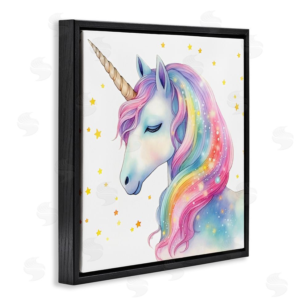 Creative Studio Enchanted Rainbow Mane Unicorn Black Floating Frame Canvas Wall Art