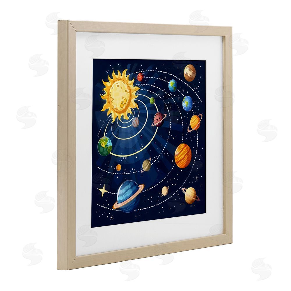 Creative Studio Planets In Orbit Brown Framed Print Under Glass Wall Art