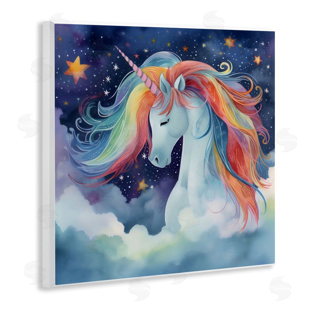 Creative Studio Rainbow Mane Unicorn in Clouds Wall Plaque Art Print