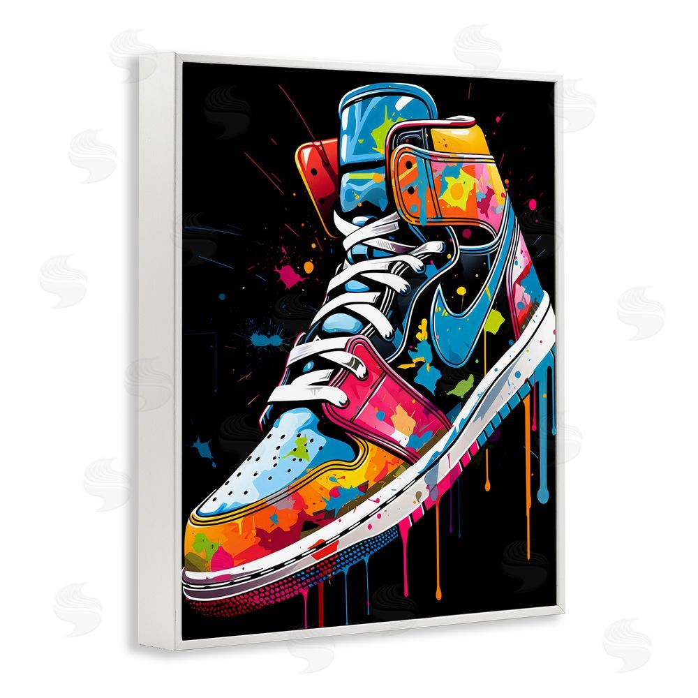 Creative Studio Graffiti Sneaker on Black White Framed Giclee Wall Art Print