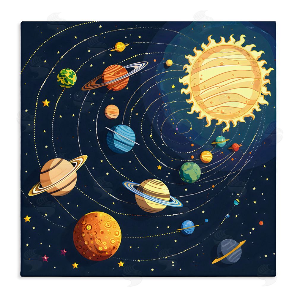 Creative Studio Planets Around The Sun Stretched Canvas Wall Art Print