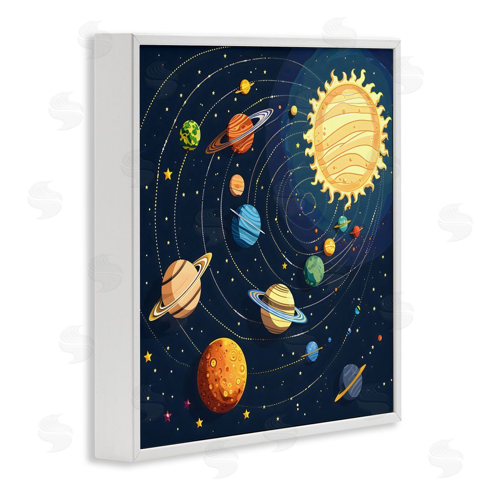 Creative Studio Planets Around The Sun White Framed Giclee Wall Art Print