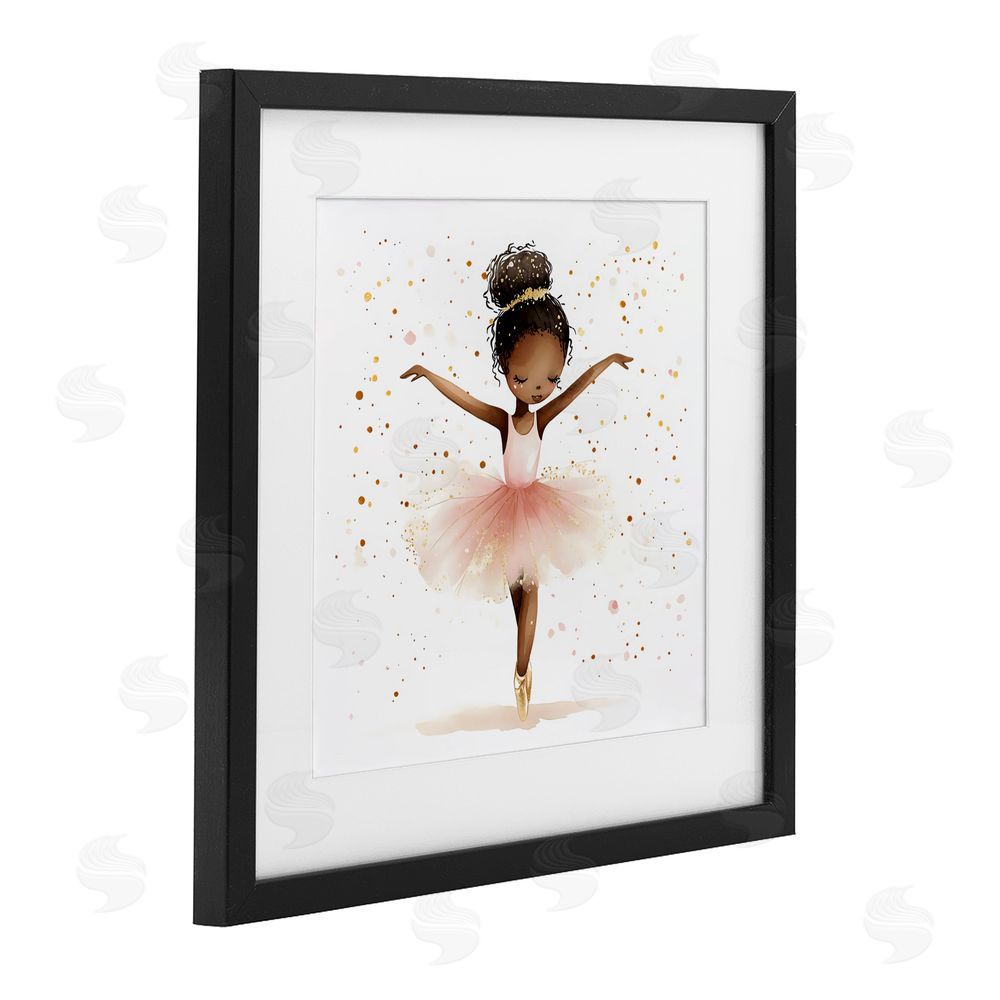 Creative Studio Pink Ballerina Girl with Gold Black Framed Print Under Glass Wall Art