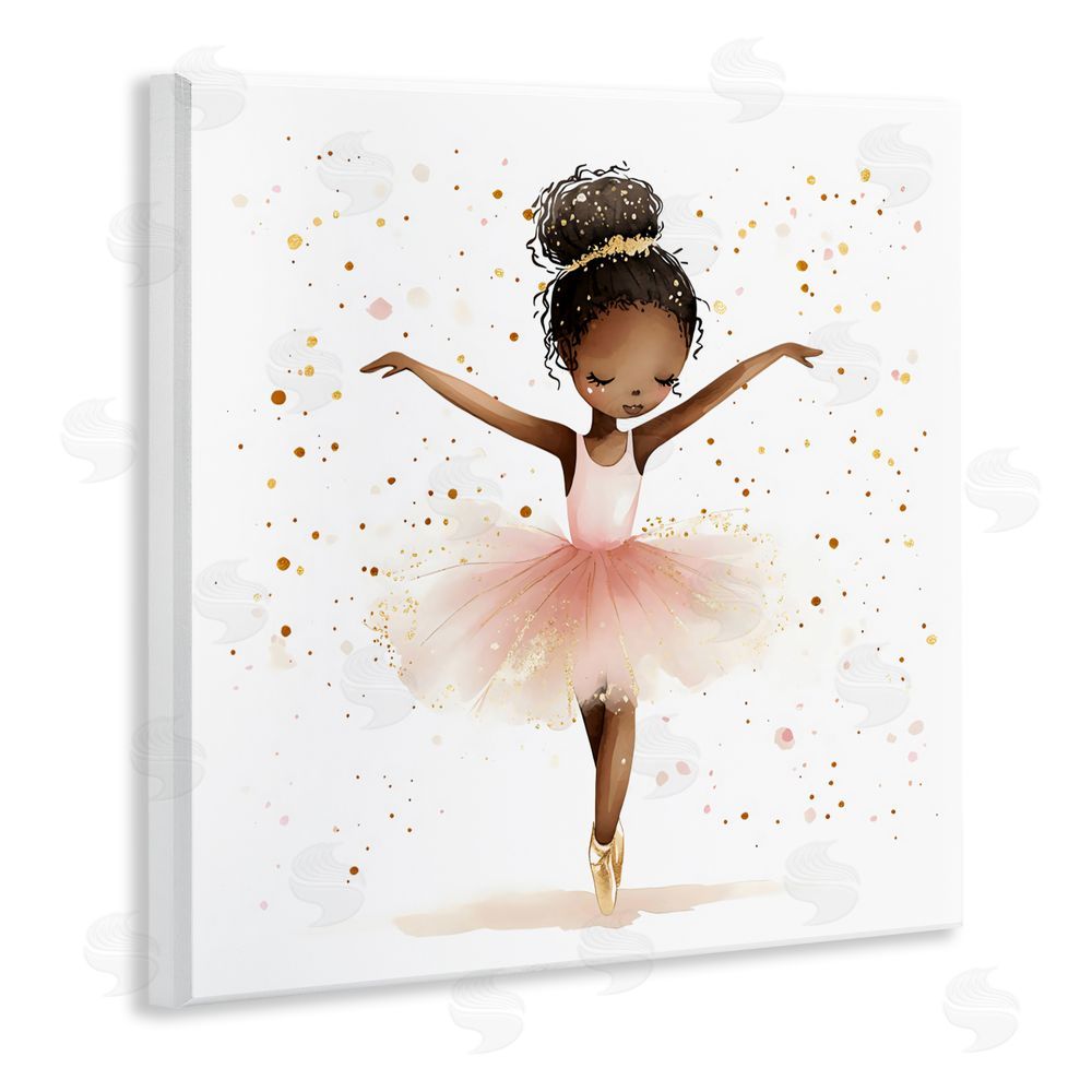 Creative Studio Pink Ballerina Girl with Gold Wall Plaque Art Print