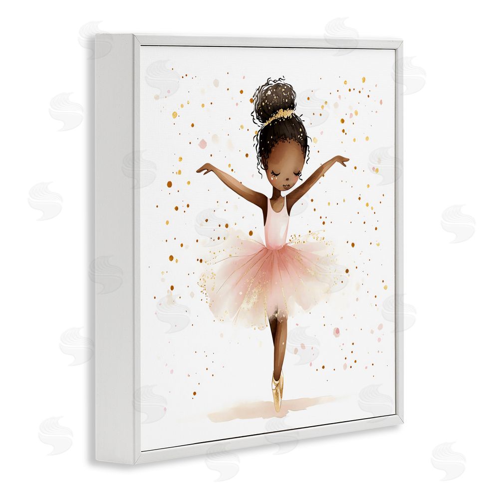 Creative Studio Pink Ballerina Girl with Gold White Framed Giclee Wall Art Print