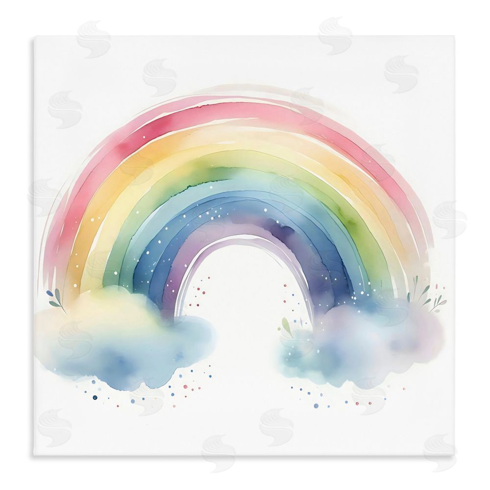 Creative Studio Soft Rainbow with Clouds Stretched Canvas Wall Art Print