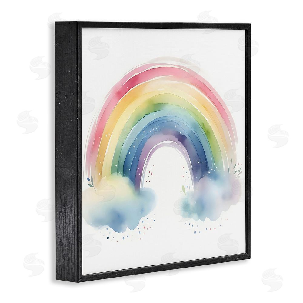 Creative Studio Soft Rainbow with Clouds Black Framed Giclee Wall Art Print