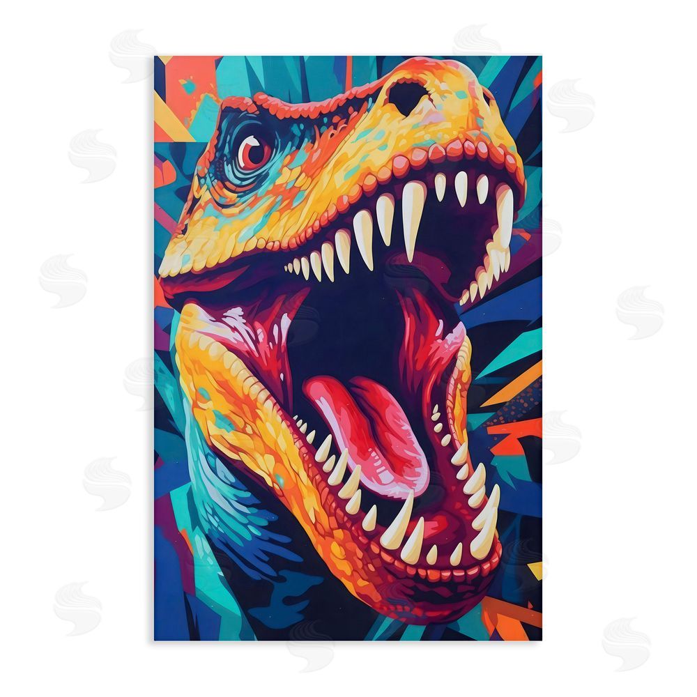 Creative Studio Pop Style Raptor Dino Stretched Canvas Wall Art Print