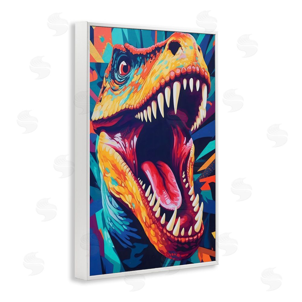 Creative Studio Pop Style Raptor Dino White Framed Giclee Wall Art Print