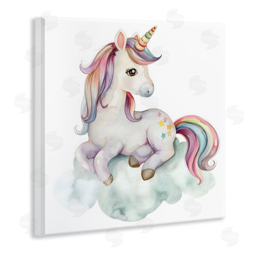 Creative Studio Rainbow Unicorn on Cloud Wall Plaque Art Print