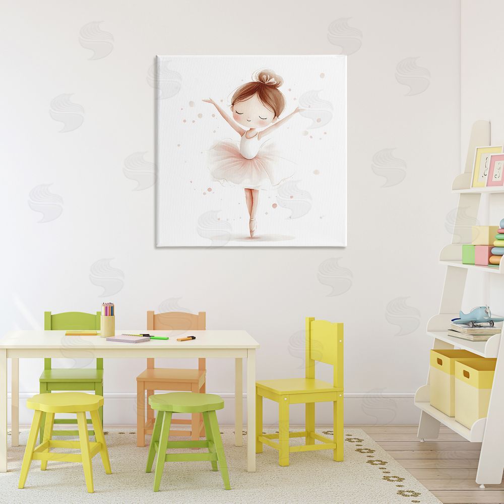 Creative Studio Delicate Little Ballerina Girl Stretched Canvas Wall Art in Room
