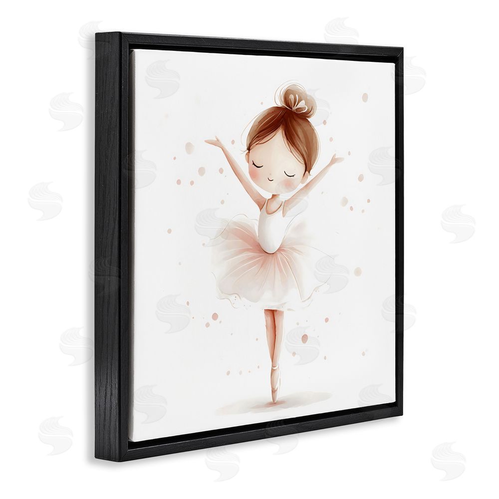 Creative Studio Delicate Little Ballerina Girl Black Floating Frame Canvas Wall Art
