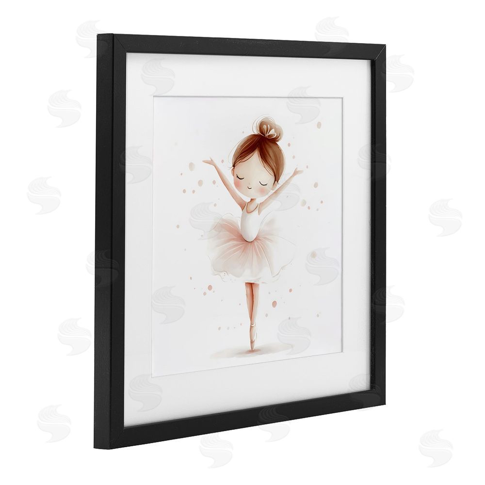 Creative Studio Delicate Little Ballerina Girl Black Framed Print Under Glass with Mat Wall Art