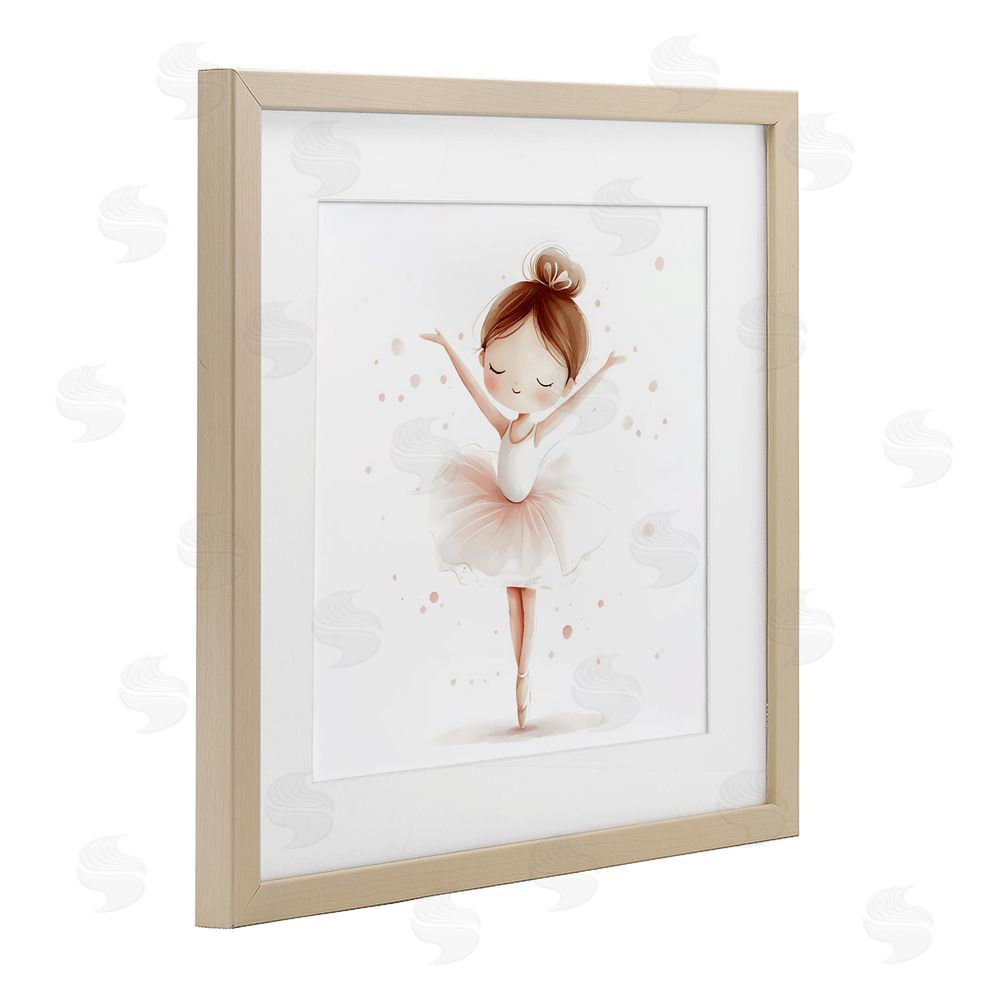 Creative Studio Delicate Little Ballerina Girl Brown Framed Print Under Glass with Mat Wall Art
