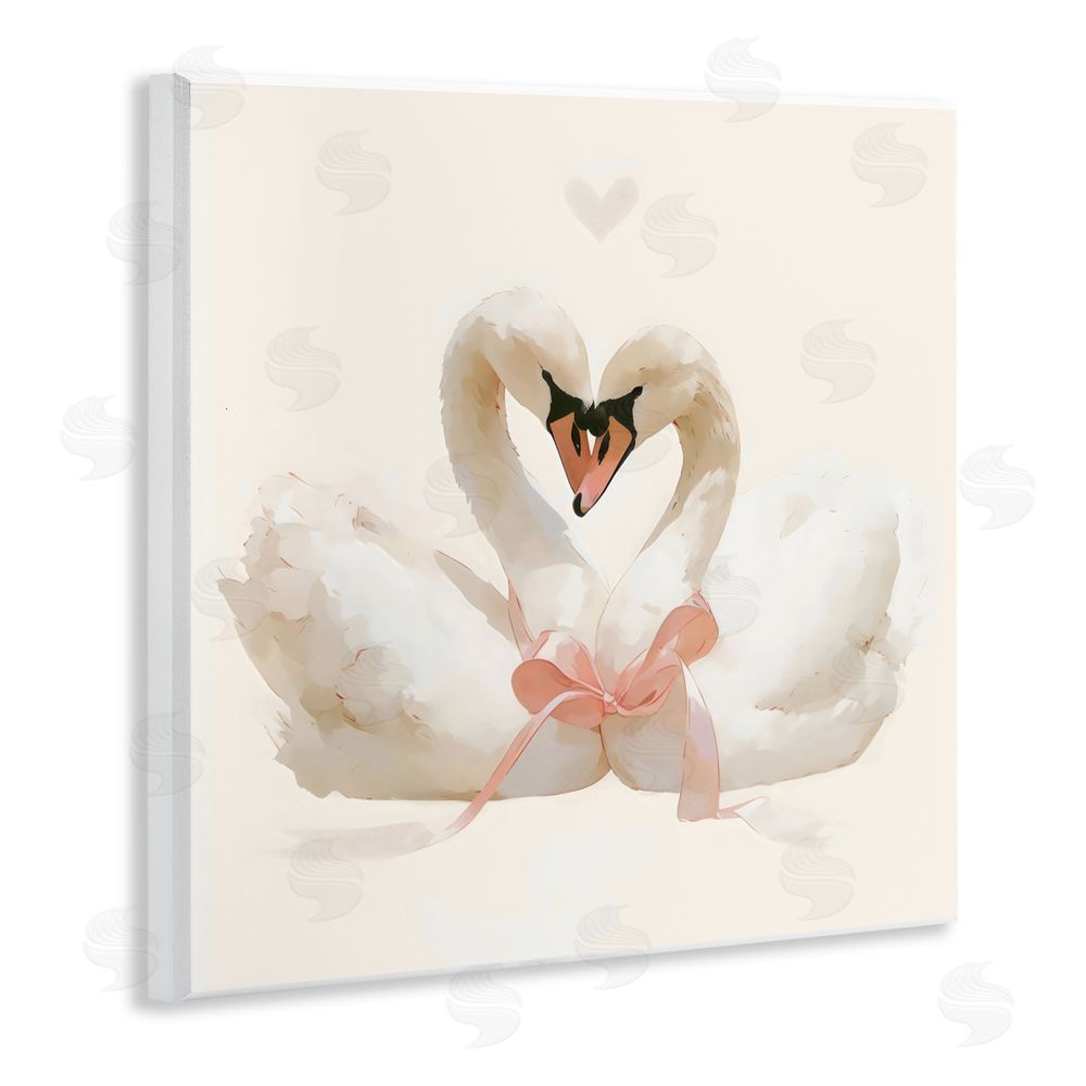 Creative Studio Swan Pair with Bow Wall Plaque Art Print