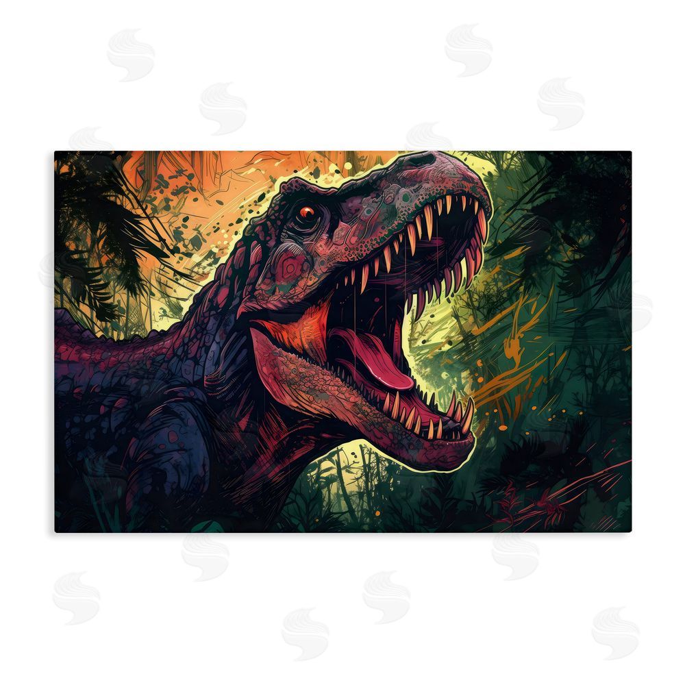 Creative Studio Dark Roaring T-Rex Stretched Canvas Wall Art