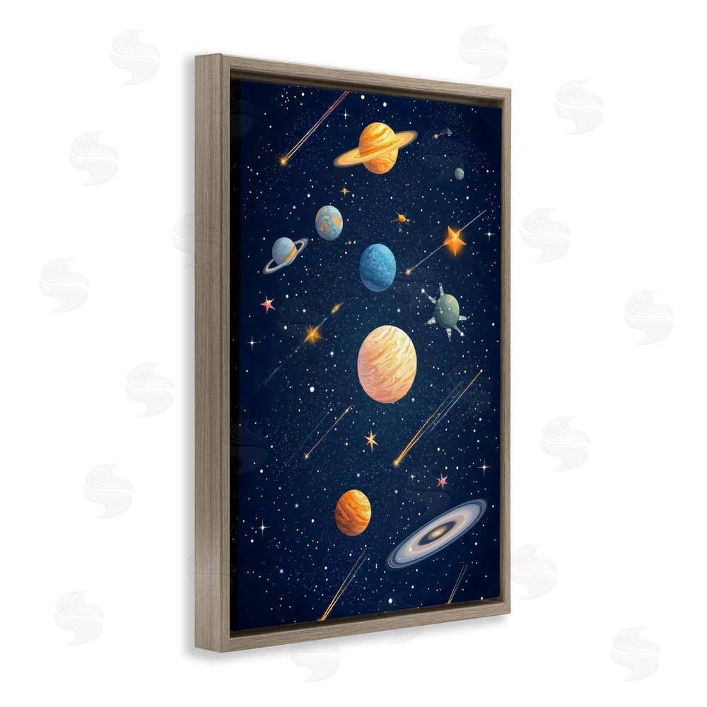 Creative Studio The Galaxy Composition Brown Floating Frame Canvas Wall Art Print