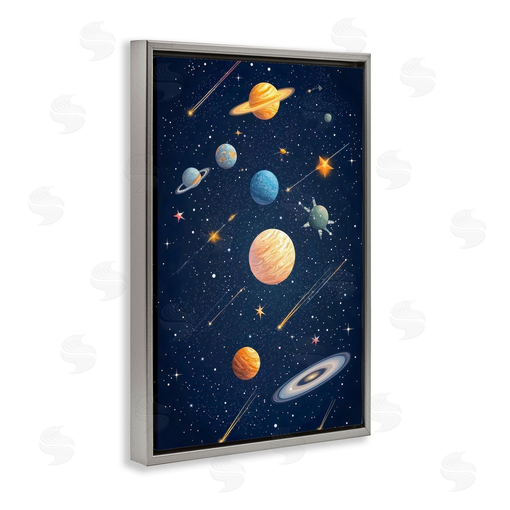 Creative Studio The Galaxy Composition Gray Floating Frame Canvas Wall Art Print