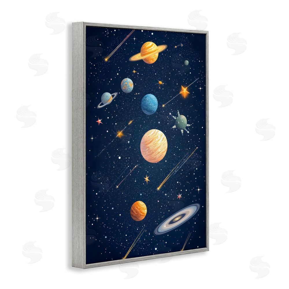 Creative Studio The Galaxy Composition Gray Framed Giclee Wall Art Print