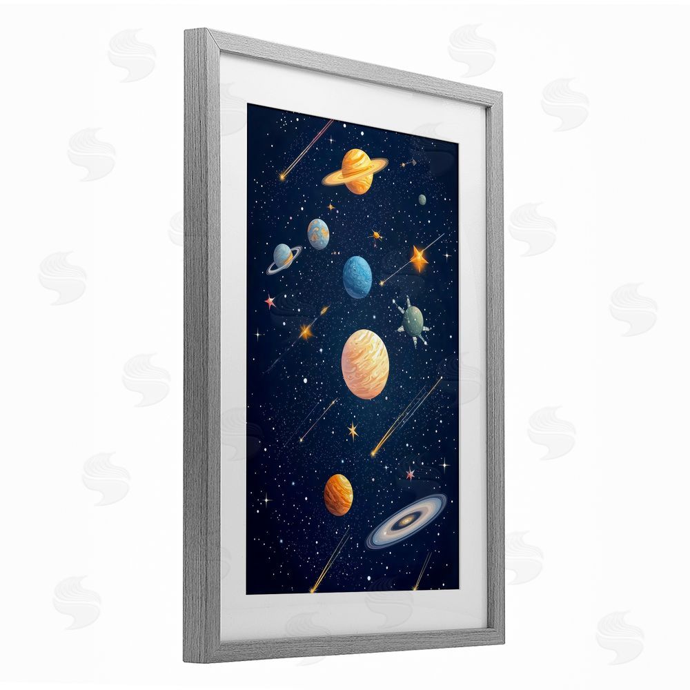 Creative Studio The Galaxy Composition Gray Framed Print Under Glass Wall Art
