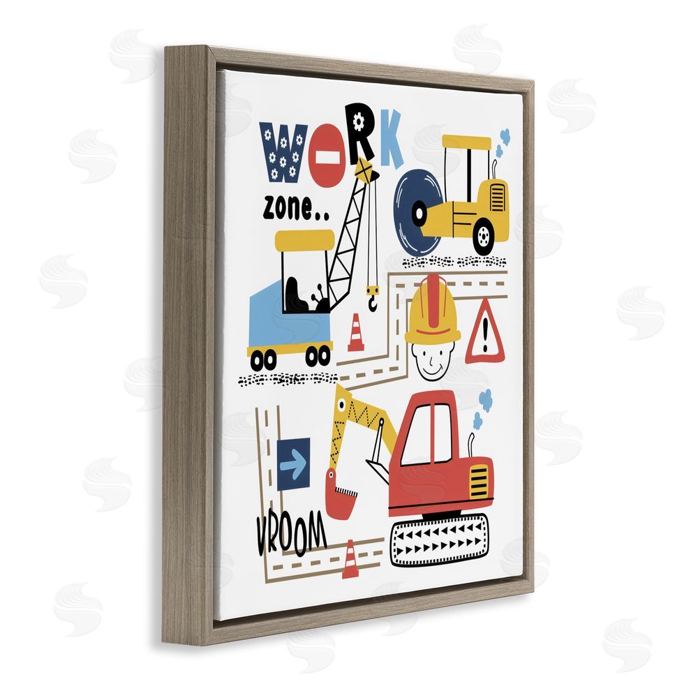 Creative Studio Work Zone Construction Essentials Brown Floating Frame Canvas Wall Art Print