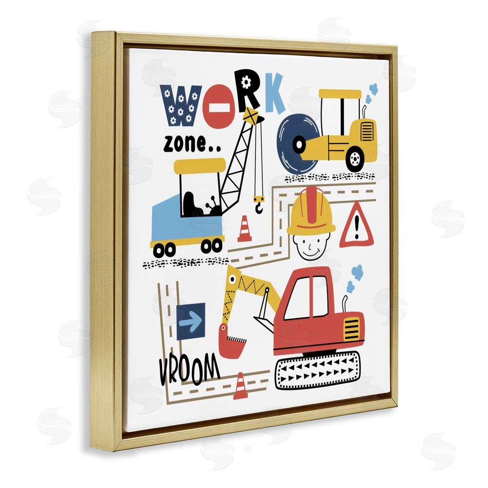 Creative Studio Work Zone Construction Essentials Gold Floating Frame Canvas Wall Art Print