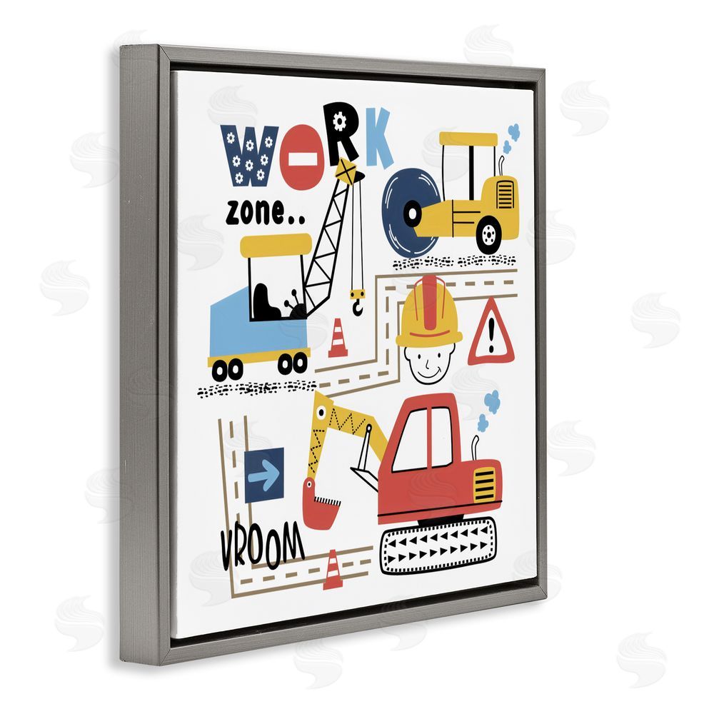 Creative Studio Work Zone Construction Essentials Gray Floating Frame Canvas Wall Art Print