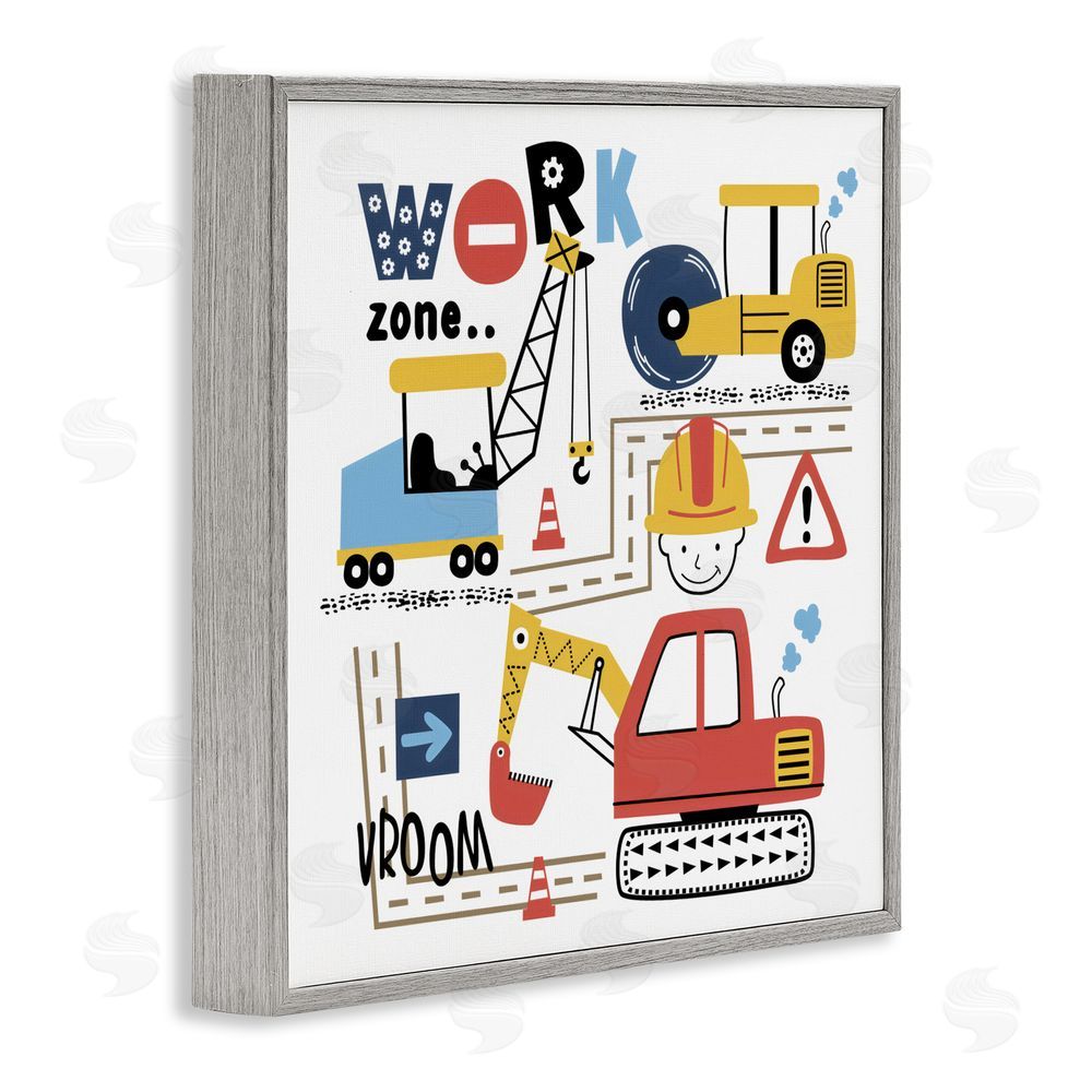 Creative Studio Work Zone Construction Essentials Gray Framed Giclee Wall Art Print