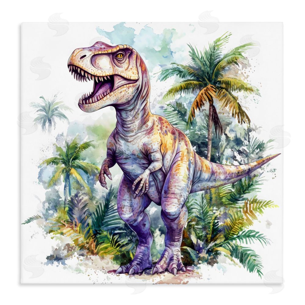 Creative Studio T-Rex Among Palm Trees Stretched Canvas Wall Art Print