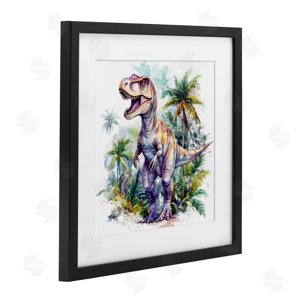 Creative Studio T-Rex Among Palm Trees Black Framed Print Under Glass Wall Art