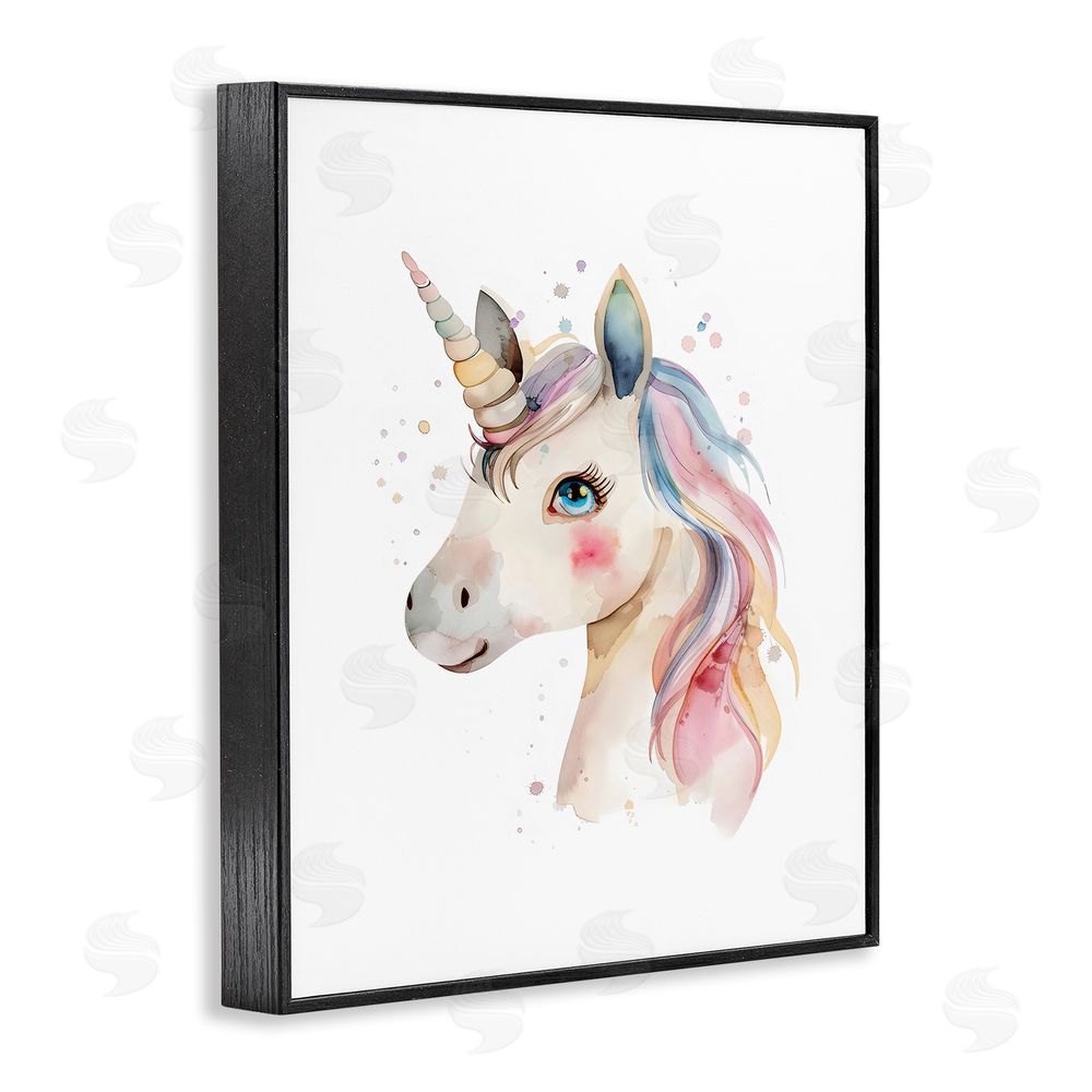 LSR Design Studio Dreamy Pastel Unicorn Blacked Framed Giclee Wall Art Print
