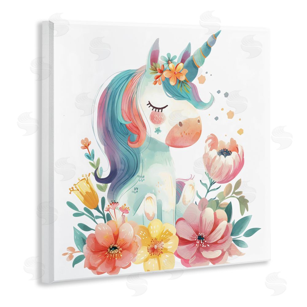 Creative Studio Whimsical Unicorn with Blossoms Wall Plaque Art Print