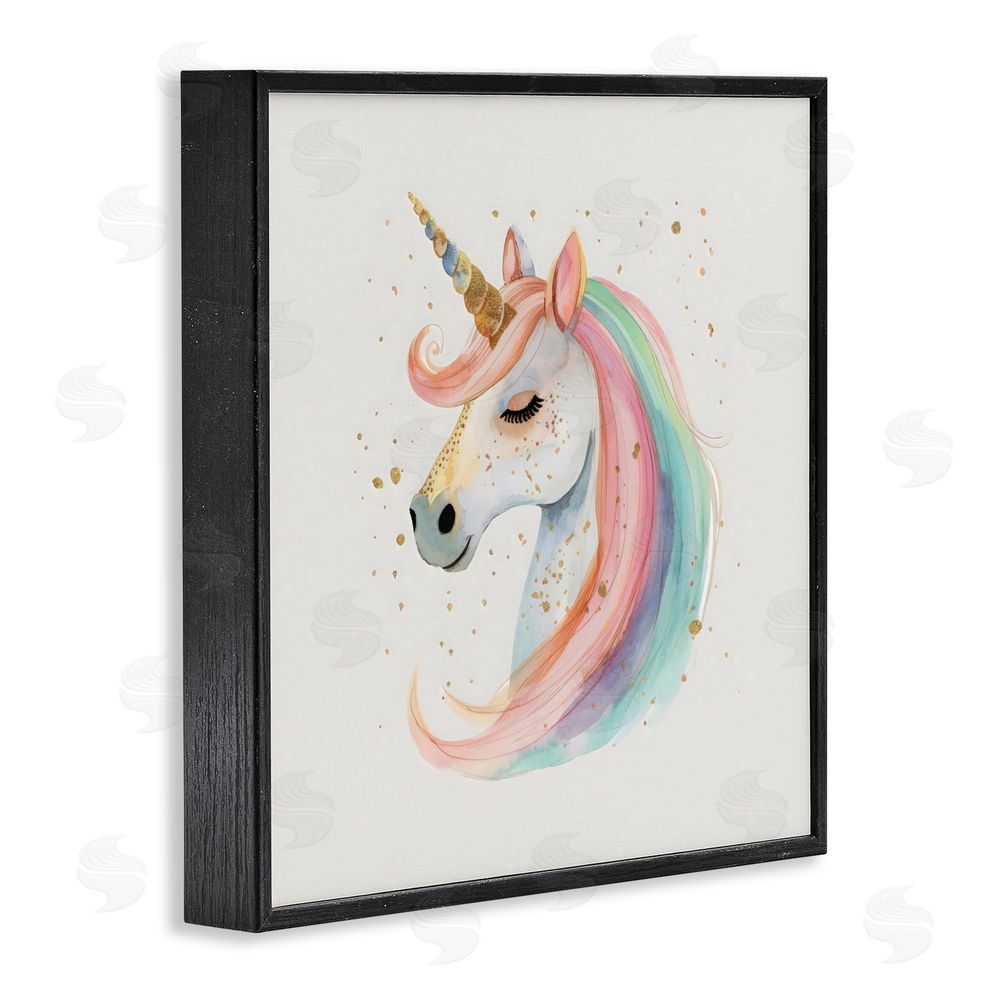 Creative Studio Gold Accented Unicorn Blacked Framed Giclee Wall Art Print