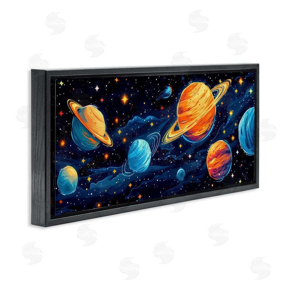 Creative Studio Starry Universe Whimsy Black Floating Frame Canvas Wall Art Print