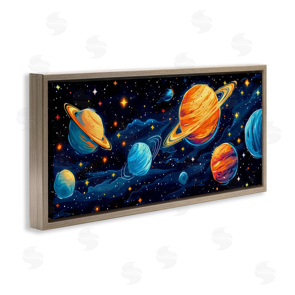 Creative Studio Starry Universe Whimsy Brown Floating Frame Canvas Wall Art Print