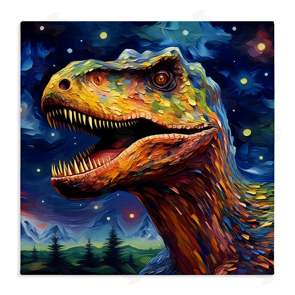Creative Studio Starry Sky Dinosaur Stretched Canvas Wall Art Print