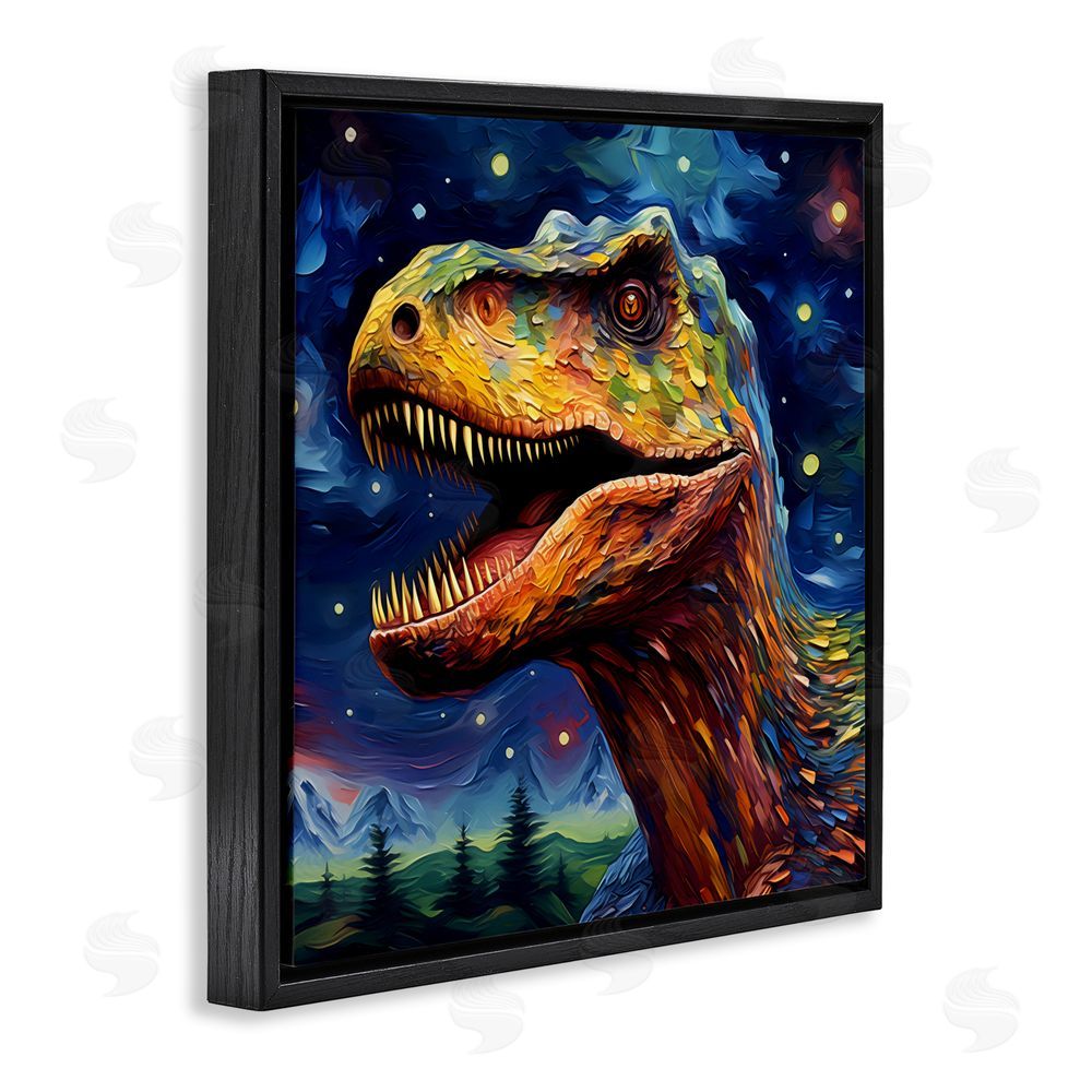 Creative Studio Starry Sky Dinosaur Black Floating Frame Canvas Wall Art Print