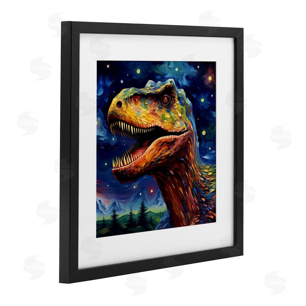 Creative Studio Starry Sky Dinosaur Black Framed Print Under Glass Wall Art