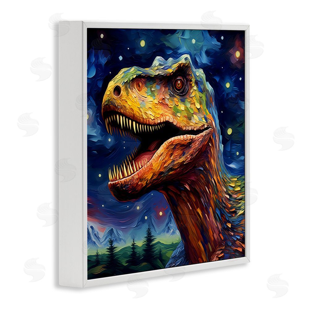 Creative Studio Starry Sky Dinosaur White Framed Giclee Wall Art Print