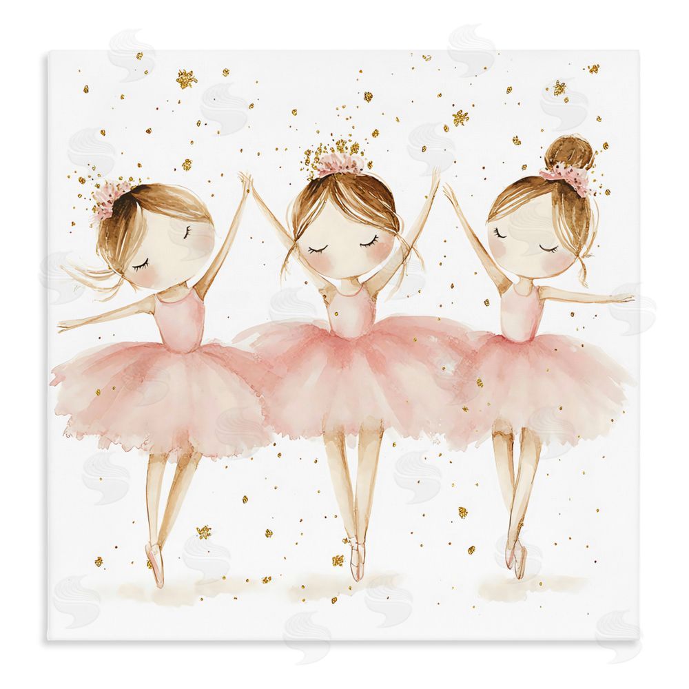 Creative Studio Trio Of Ballerinas Stretched Canvas Wall Art Print