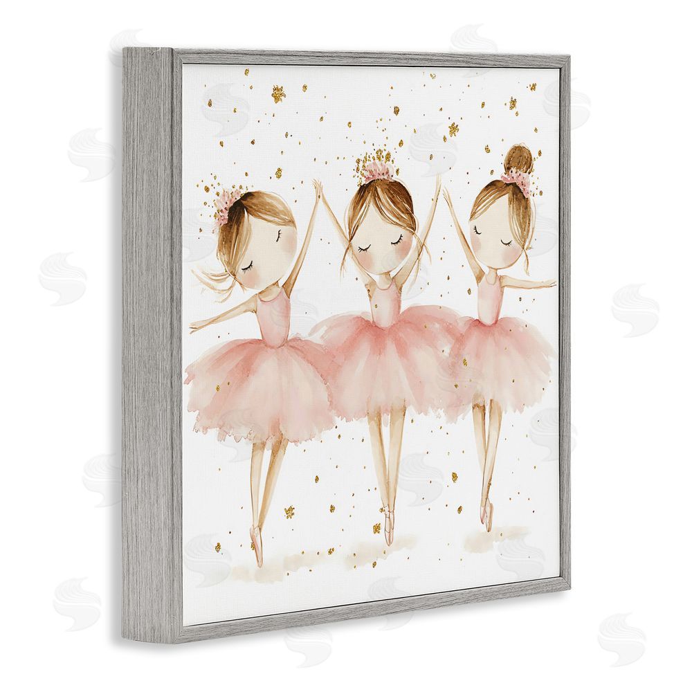 Creative Studio Trio Of Ballerinas Gray Framed Giclee Wall Art Print